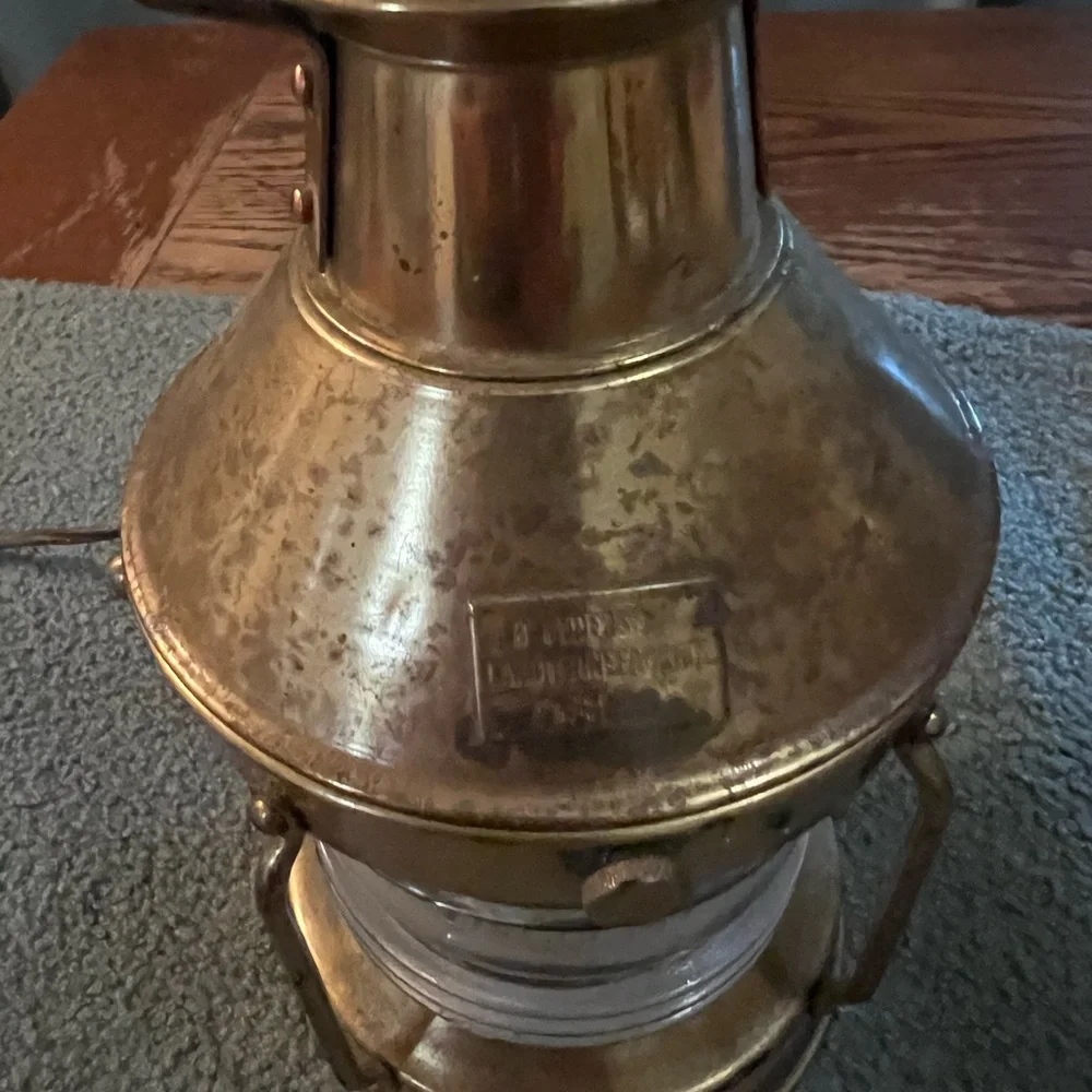 Vintage Brass & thick Glass Nautical Lantern